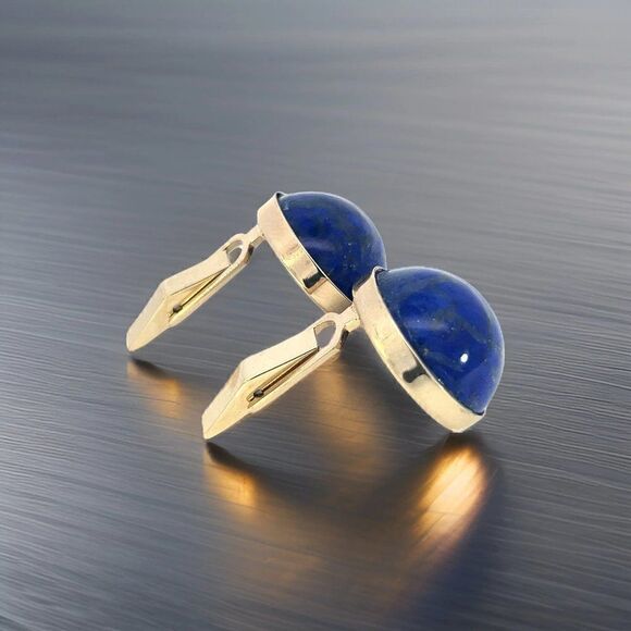 Natural Lapis Lazuli Cufflinks 14k Y Gold 40 CTW Certified 311039 - Picture 9 of 14